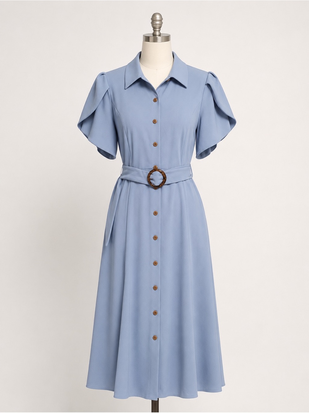 Calvin Klein NWT Light Blue Belted Midi Shirt Dress Size 18W